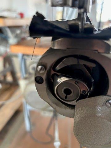 SOLD! PFAFF Kl. 28-209 long arm feed up the arm sewing machine with apprx. 500 mm arm length, complete on table with 380 V EFKA positioning drive, very good condition