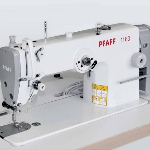 PFAFF Kl. 1163-8/44-900/24-910/06-911/37 BL single needle flat bed high speed sewing machine with drop feed, roller presser or presser foot, thread trimmer, foot lifter, backtacking, complete with table and electronik motor, brandnew