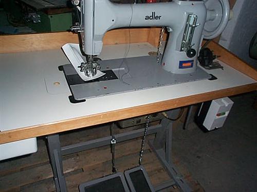 ADLER Kl. 104-102 heavy duty two needle cording sewing machine, complete on table