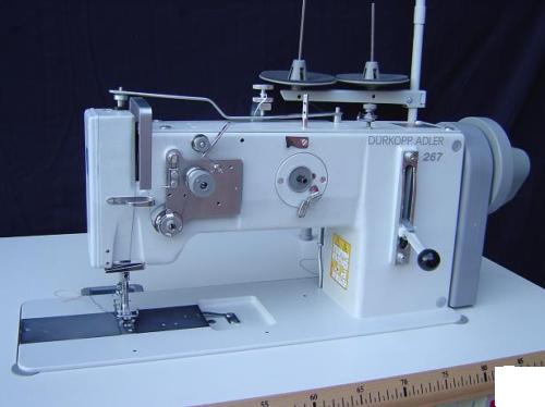 SIECK Kl. 267-273 two needle flat bed sewing machine 10 mm needle distance (4-6-8 mm available 150,00 Euro extra) , triple transport, large hook complete on table with 220 V DC electronic motor, brandnew