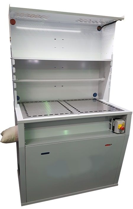 SIECK Typ ABS-M Absaugungstisch mit integrierter Absaugung, Option Aktivkohlefilter Abmessung 113 x 83 x 180 cm (B x T x H) Ausgangsrohr 150 mm, 74 dB A , fabrikneu