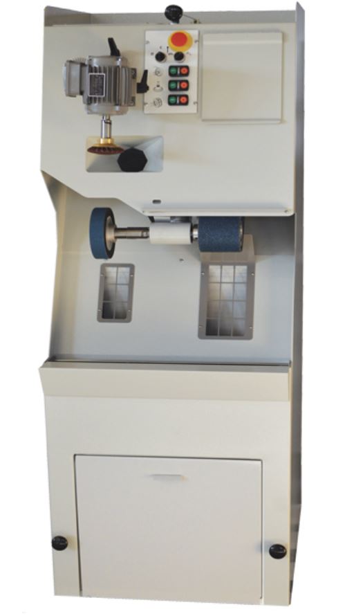 SIECK Typ 65 K roughing and scouring machine for orthopedics  roughing band 100 x 1480 mm, roughing disc 40 mm width on bayonet closure, naumkeak motor, suction device in the machine, brandnew